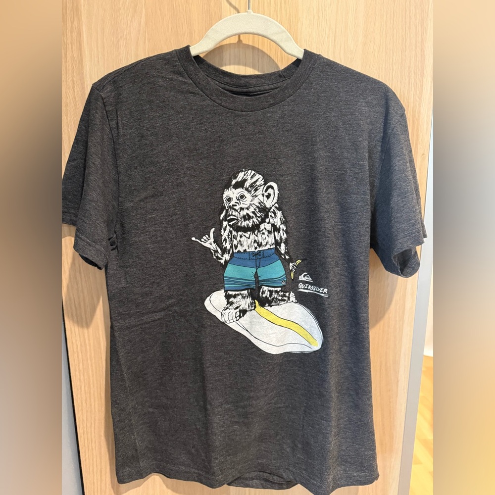 Quiksilver Surf Monkey Graphic T-Shirt Charcoal Gray Design
